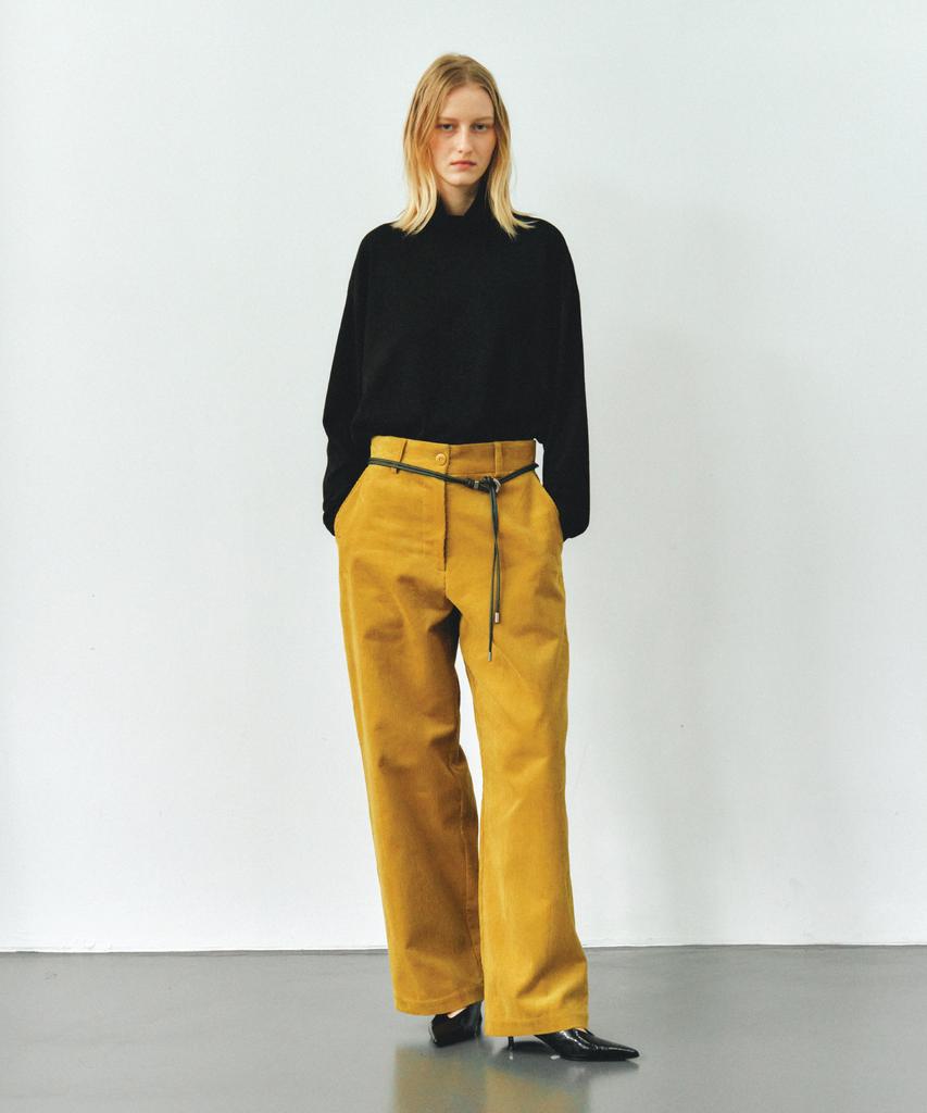 Aente Corduroy Wide Pants -Mustard