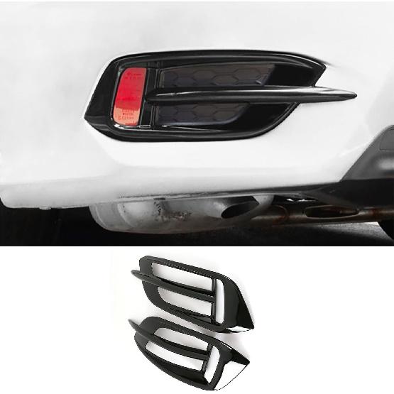 Car Accessories Fit for Honda Civic 10th Gen 2016-2021 Rear Bumper Reflector Fog Bezel Cover Trim (Black) ABS 2PCS
