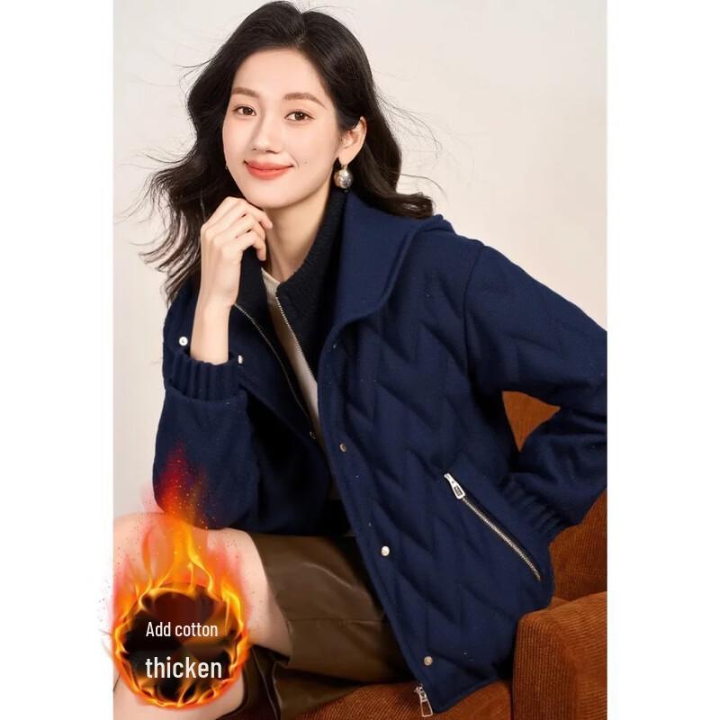 

Women s Thickened Faux Two-Piece Hooded Winter Jacket M