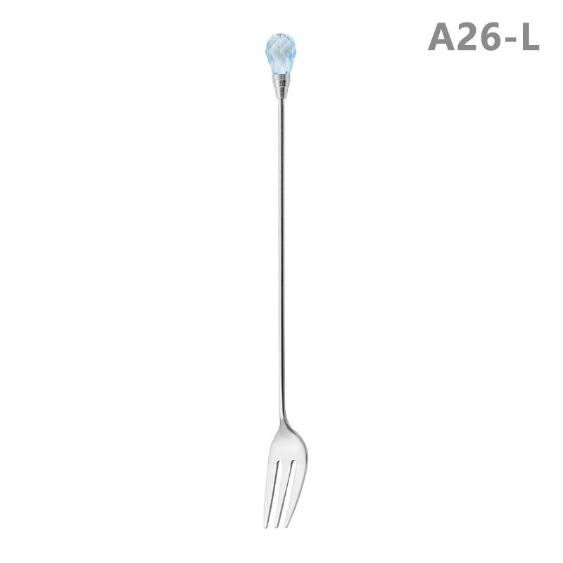 Diamond Spoon Fork Stainless Steel Long Stirring Spoon Exquisite  Teaspoon For Ice Cream Dessert Coffee Cocktail Mug