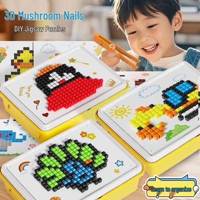 3D Mushroom Nail Puzzle: Educational Toy for Kids' Concentration and Creative Play