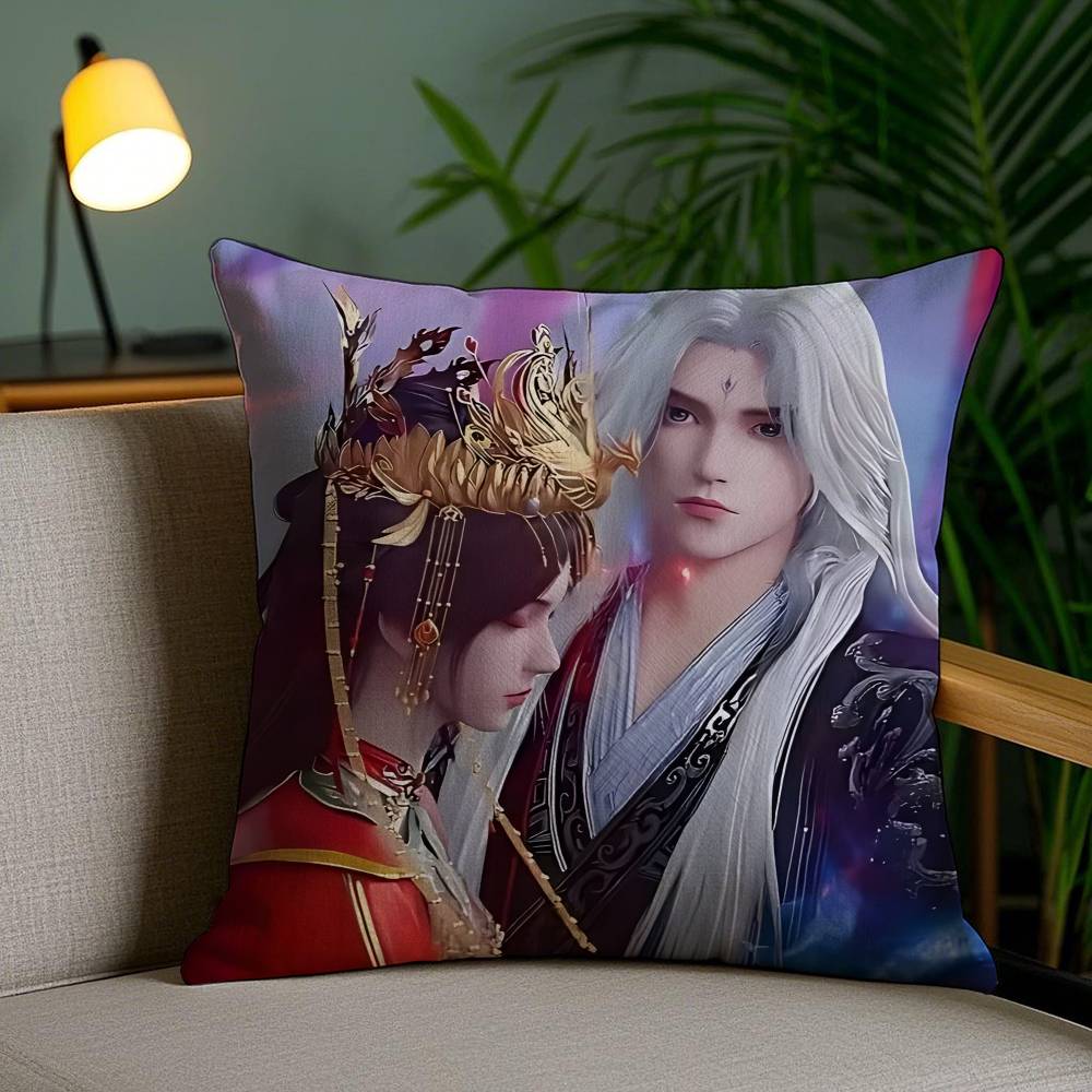 

Chinese Classical Handsome Wu Xin Man Pillow Case Anti-dustmite Pillowcase Invisible zipper silky short plush Sofa cushion cover 12x12Inch