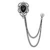 European & American Fashion Hollow Water Drop Brooch: Heart Chain Tassel Corsage for Men's and Women's Coats - Stylish, High-End Accessory.