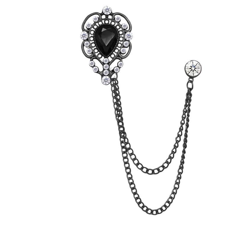 European & American Fashion Hollow Water Drop Brooch: Heart Chain Tassel Corsage for Men's and Women's Coats - Stylish, High-End Accessory.