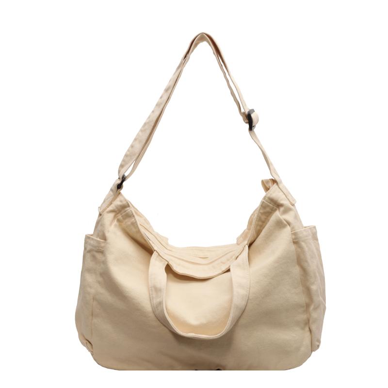 

100% Cott Large Capacity Leisure Or Travel Bags Solid Canvas Casual Totes Unisex Korea Style Handbags Fashi Cloth Satchels бежевый