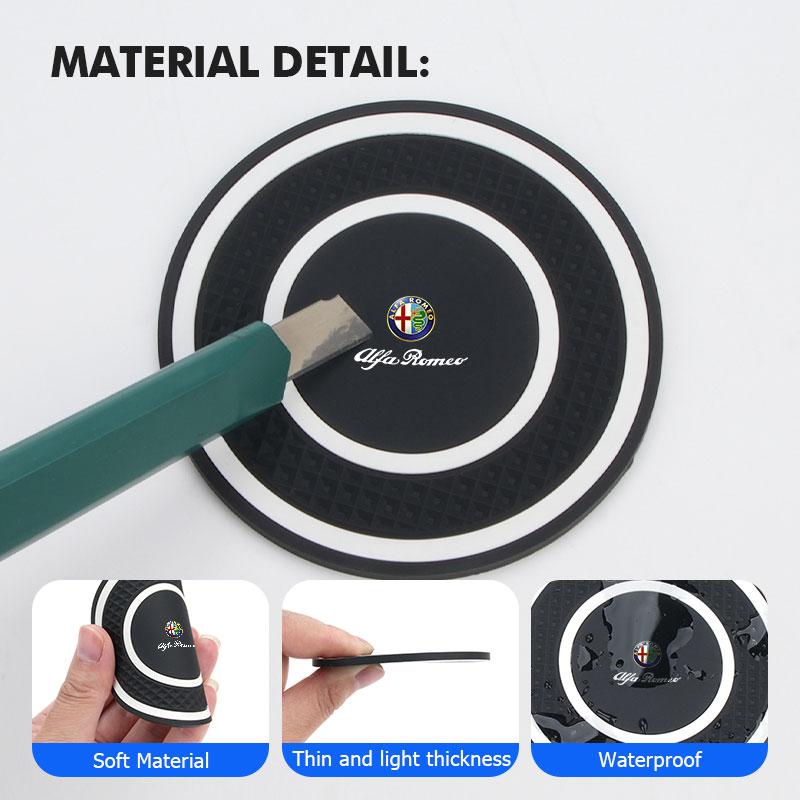 Car Logo Water Cup Pad Anti-slip Coaster Mat Auto Accessories For Alfa Romeo 159 Giulietta Giulia 147 Mito 156 159 166 GT Zj9
