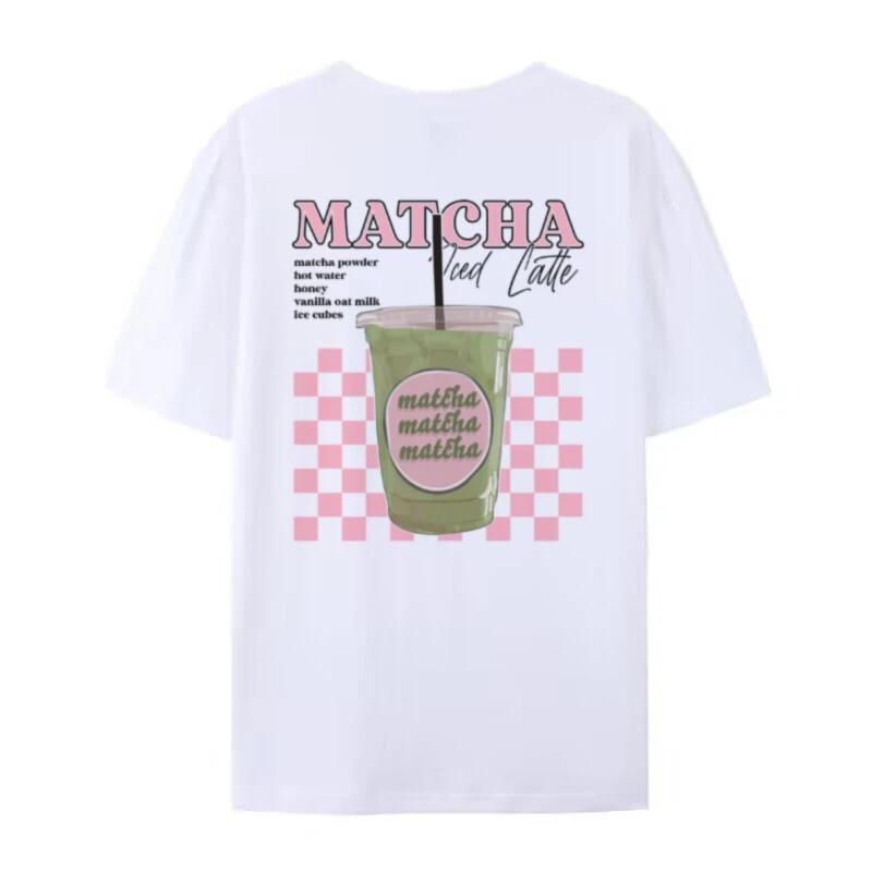 Y2k Aesthetic Matcha Latte Back Print TShirt Cute Matcha Lover T Shirt Egirl Loose Retro Streetwear Tops Women Fashion Clothing