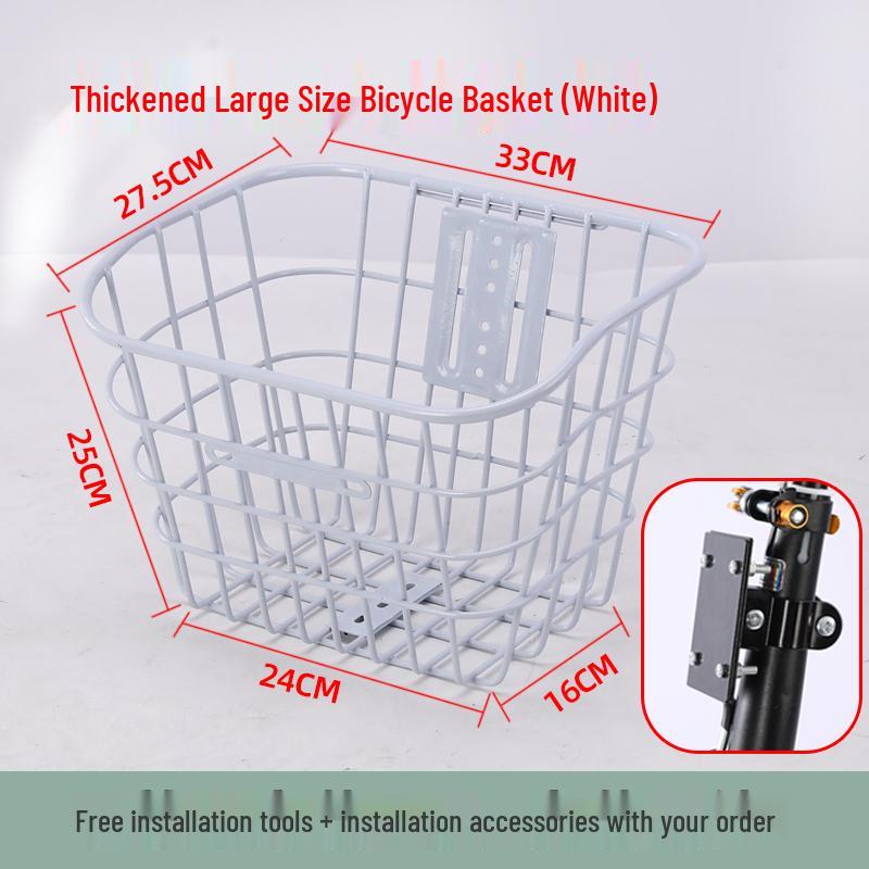 Universal Folding Front Bike Basket - Metal Design for Electric Bikes and More