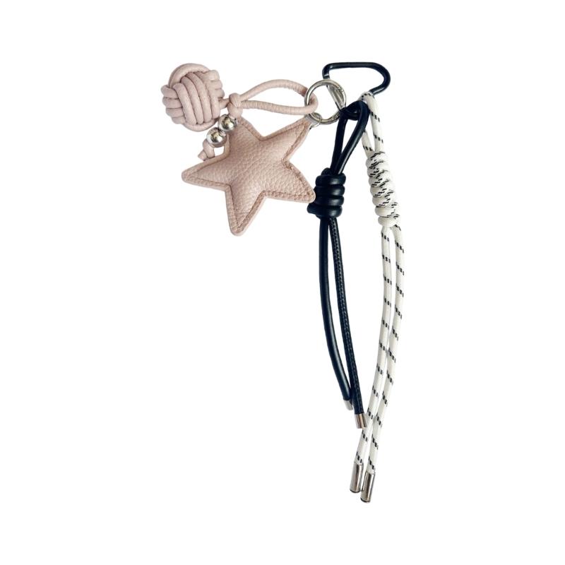 Trendy PU Leather Star Pendant Keychain Stylish Braided Rope Key Holder Handmade Colorful Keyring for Fashion Lovers