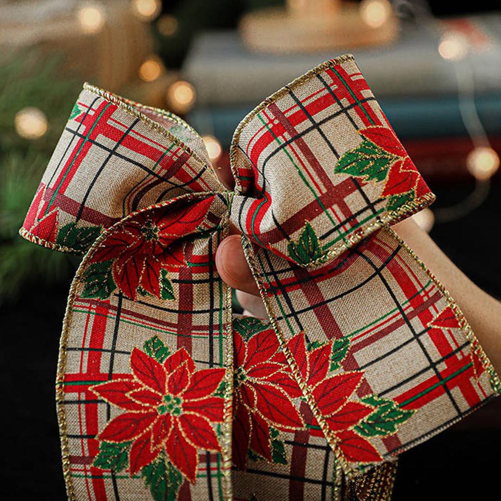 Christmas Webbing, Imitation Linen Ribbon Decoration, Bow Accessory, Snowflake Christmas Ribbon.