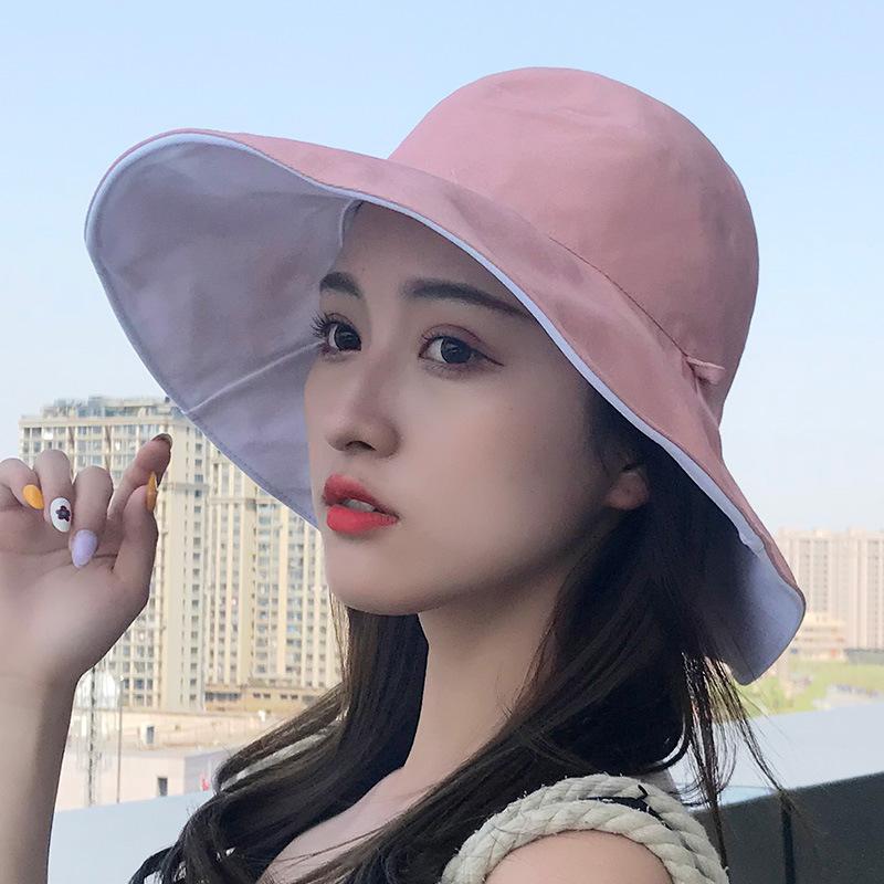 Summer New Bucket Hat Large Brim Women Travel Sunscreen Sunshade Double-sided Can Wear UV Protection