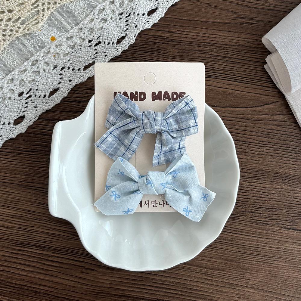 Children's Floral Bow Plaid Hair Clip