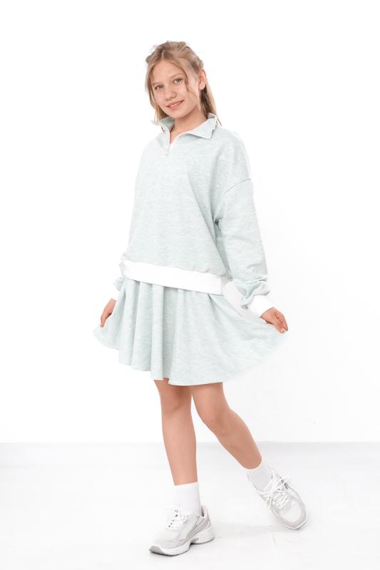 Stylish set of clothes for a girl - a jumper and a mini-skirt made of knitted fabric Any season 6509-057 HC