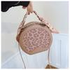 2025 Leopard Print Single Shoulder Crossbody: Women's Retro Round Handbag In Celebrity Fashion