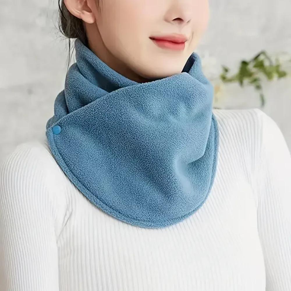 Classic solid color neck warmer with snap closure warm velvet cover for winter outdoor activities use