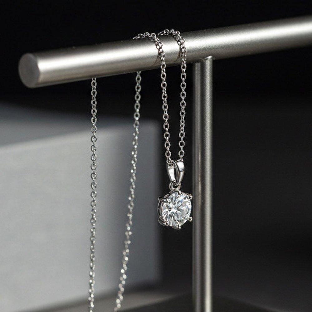 Maison De She Moissanite Necklace with Wrap Diamonds, 6 Prongs, 1 Carat