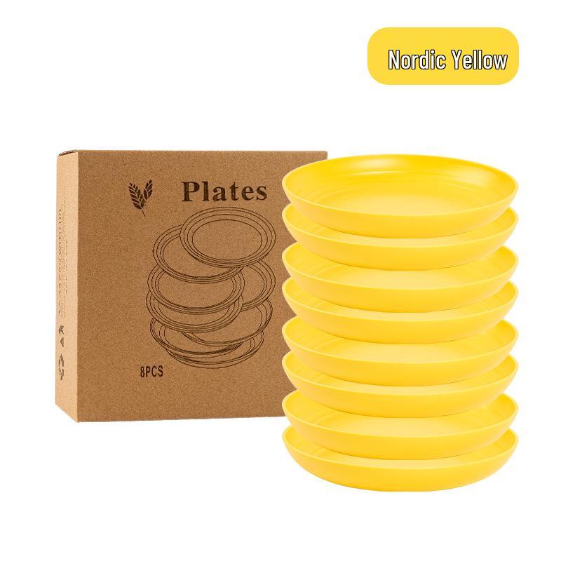 Cross-border Plastic Tableware Set: Plates, Bowls, Cups, Vomit Bowls, 24-Piece for Home Use.