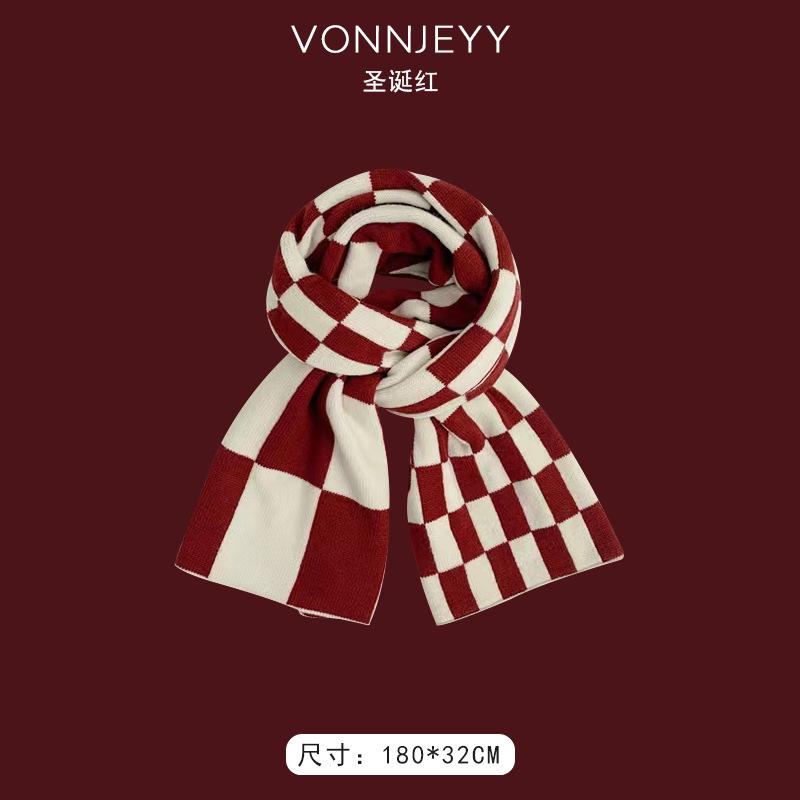 New red Christmas gift new scarf women's winter shawl thickened trendy versatile scarf atmosphere