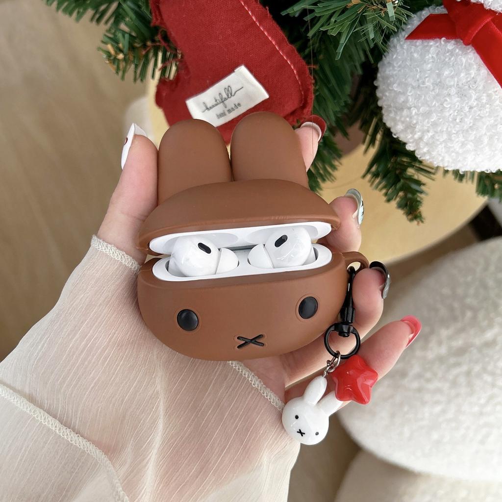 Chocolate Miffy Rabbit Applicable AirPods 4 Protective Case Apple 2/3 Generation AirPods Pro3 Headphone Case Silicone