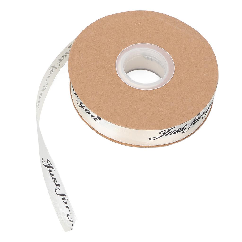 2,5 cm Satinbandrolle 45 yd Druck Nur für Dich Polyester für DIY Hochzeitsdekoration Geburtstagstorte Verpackung Beige