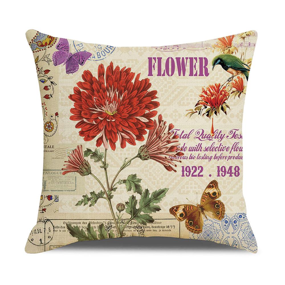 New Home Soft Furnishings Retro Butterfly Newspaper Linen Sofa Office Pillow Cover Cushion Cover