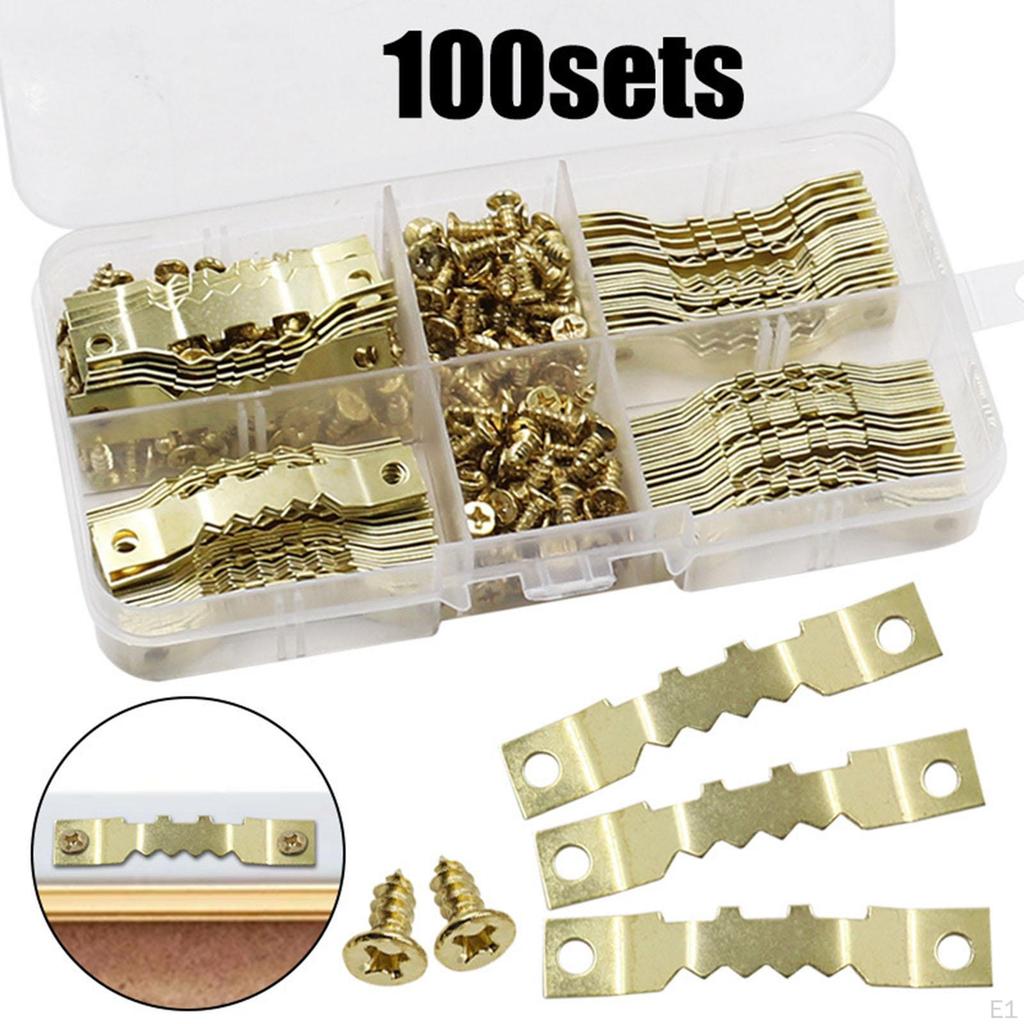 Sawtooth Picture Hangers, 100 Pack Frame Hanging Hangers Double Hole with Screws,