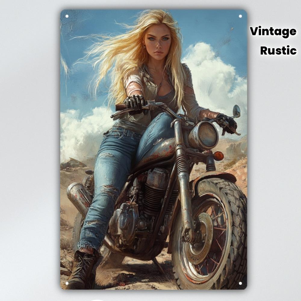 Vintage Metal Wall Art Sign Retro Motorcycle Biker Decor with Hardware Durable Metal Sculpture for Garage Cafe Office 20x30cm