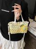 Blue Large Knitted Fabric Crossbody Bag With Certificate Pocket For Casual Outings