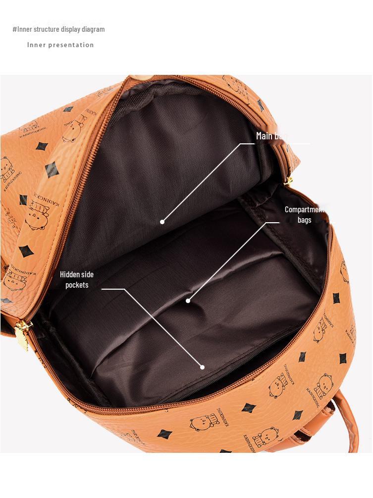 Retro Western Commuter Backpack for Women with Bear Print - Stylish, Lightweight & Versatile for Work or School