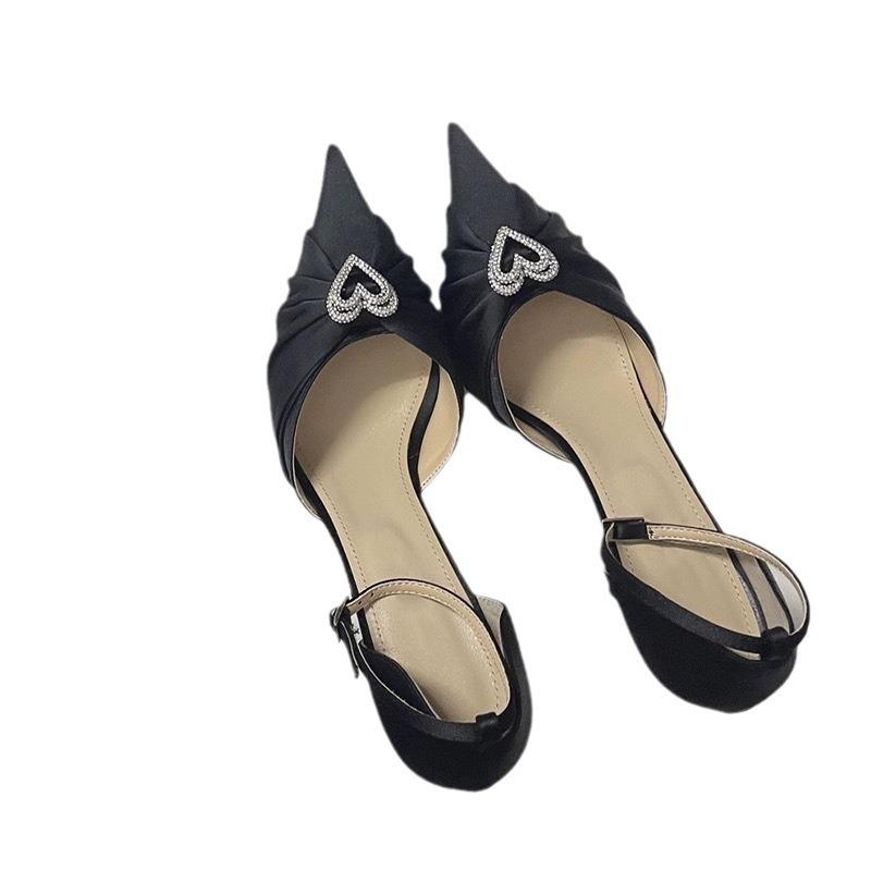 New mach bag head sandals love rhinestone thin heel strap high heels