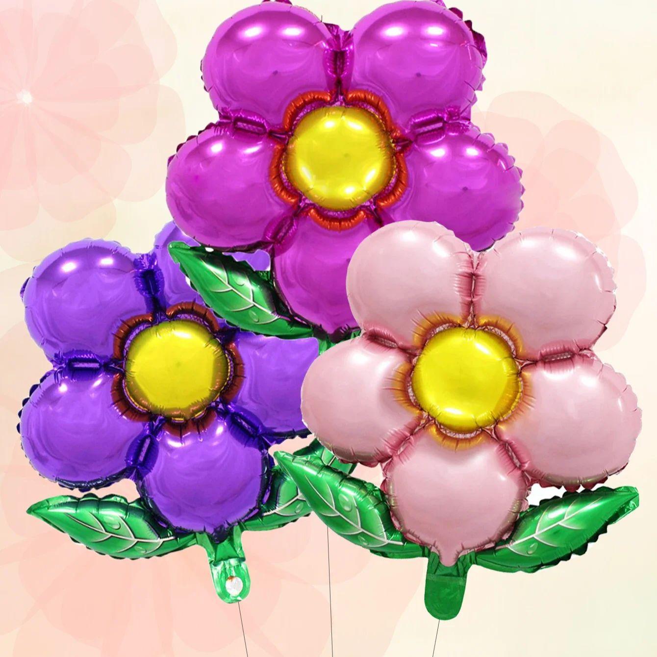 

3 шт. Шары-цветы Розовые Роза Красные Фиолетовые Цветок Зеленый лист Шар День Рождения Свадьба на улице Декор Other&AS SHOWN