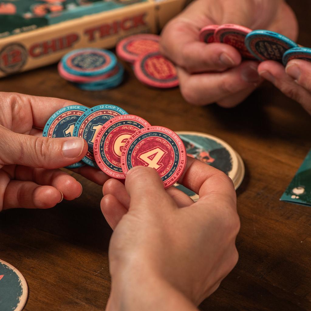 12 Chip Trick Board Game: Trick-Taking Blackjack