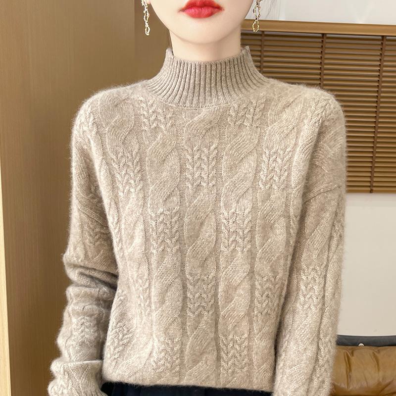 Women's Cashmere Sweater Qinghe Cashmere 30% Cashmere 70% Wool Autumn and Winter Pullover Warm and Fashionable