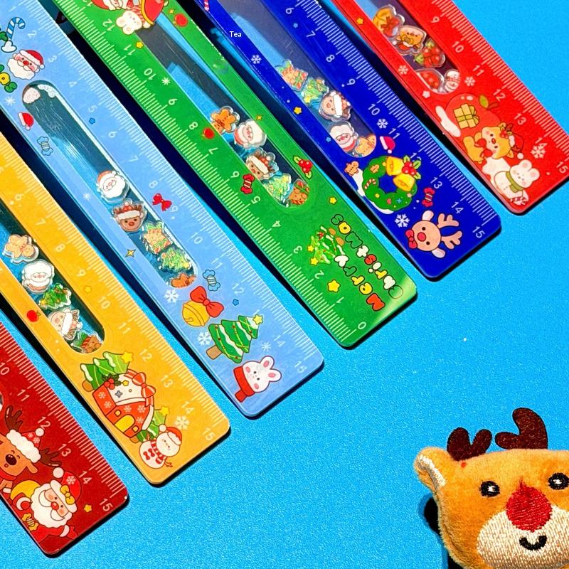 Cartoon Santa Claus Snowman Christmas Ruler Creative Drawing Painting Tool Reward Stationery Student Gift School Supplies