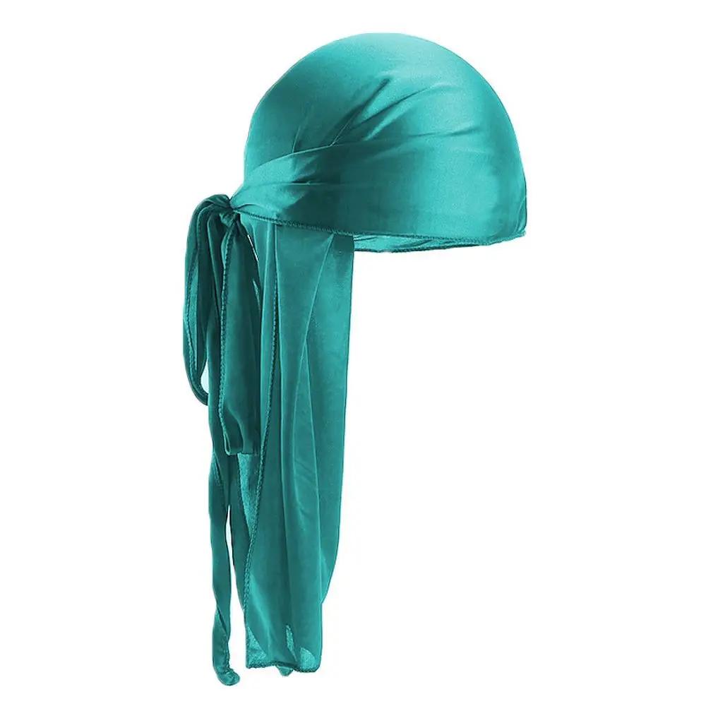 Elastic Men Women Chemo Cap Pre-Tied Headwrap Bandana Silk Durag Pirate Hat Turban Hijab