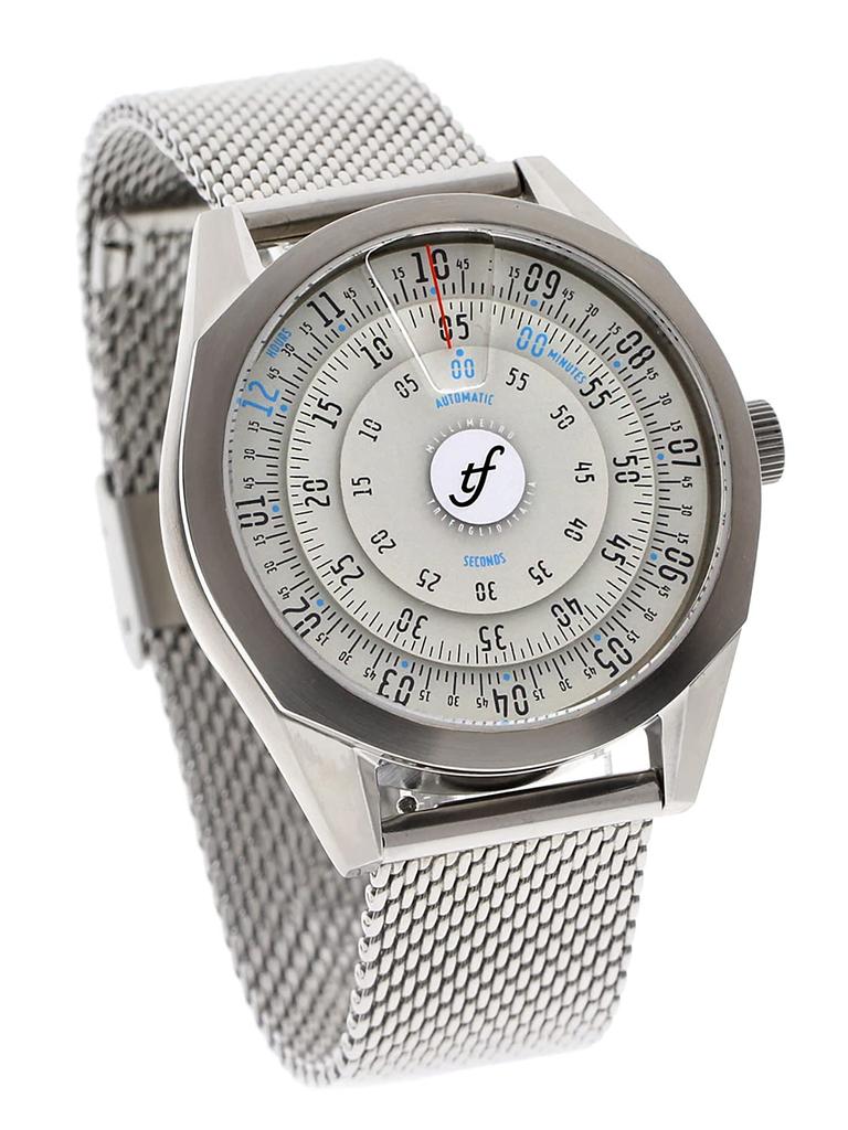 MILLIMETRO IV MLIV000SSVW Trifoglio Italia MILLIMETRO IV 4th Generation Automatic Watch Rotating Disc Vintage White Dial Stainless Steel Mesh Strap
