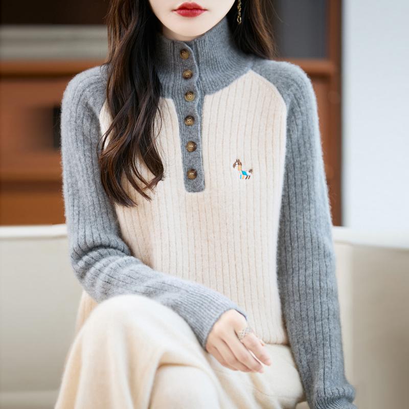 Women Sweater 100% Wool Turtleneck MODERN NEW SAGA Knit Pullover Thick Winter Jumpers Female Knit Tops