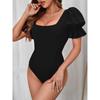 Mono de Manga Abullonada Estilo Europeo y Americano Moda de Verano Elegante Ajustado Sexy Top para Mujer