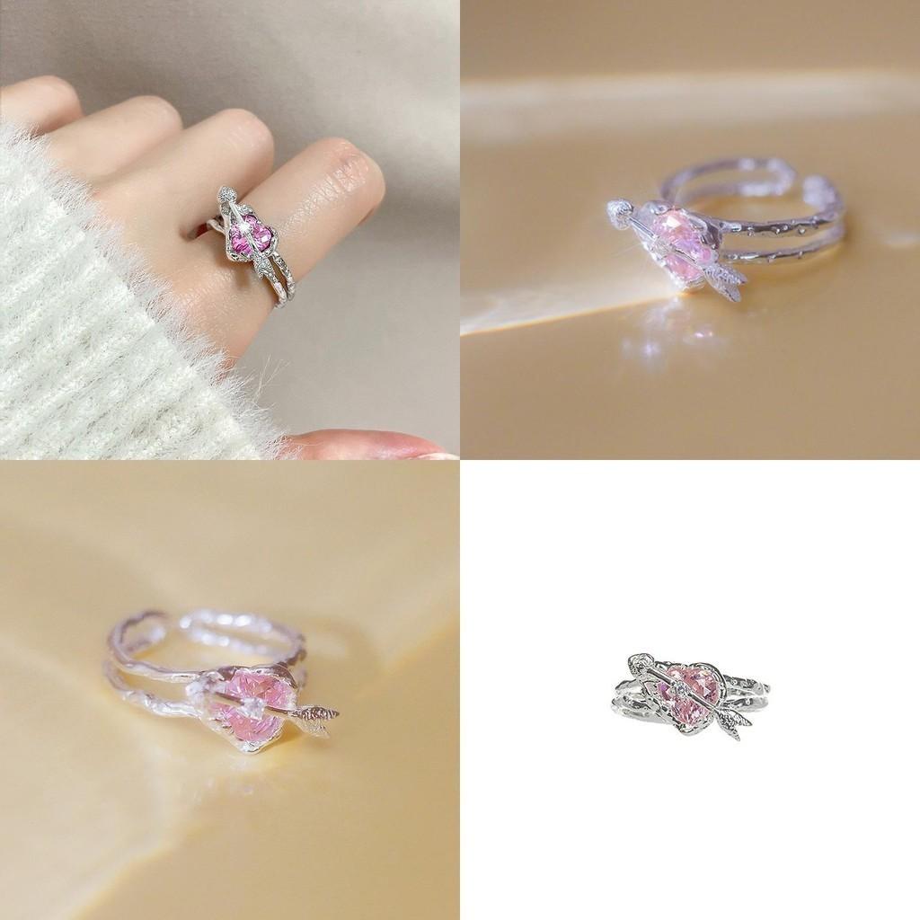Heartshaped Feminine Ring With Crystal Inlay Multiple Color Options