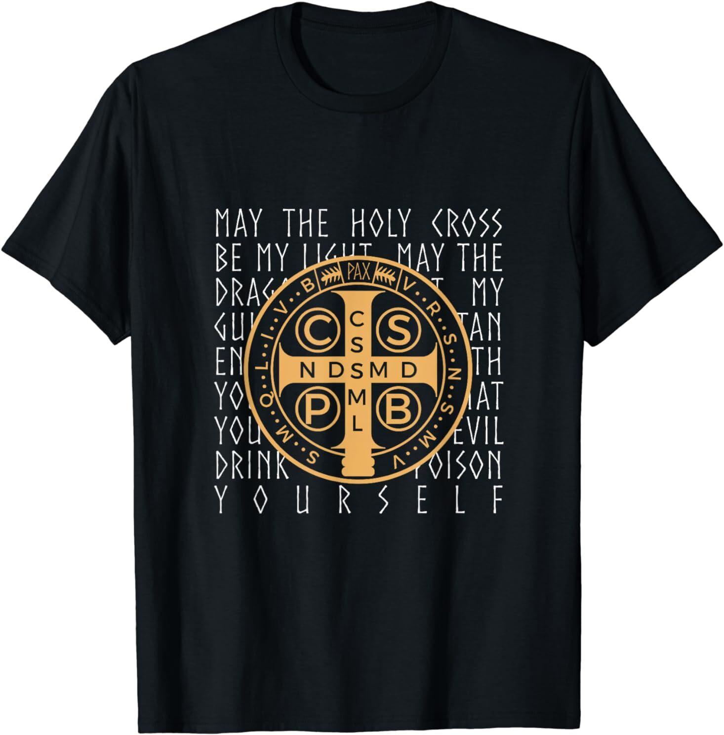 NEW LIMITED Saint Benedict Medal Christian prayer Gift Idea Tee T-Shirt S-3XL XL