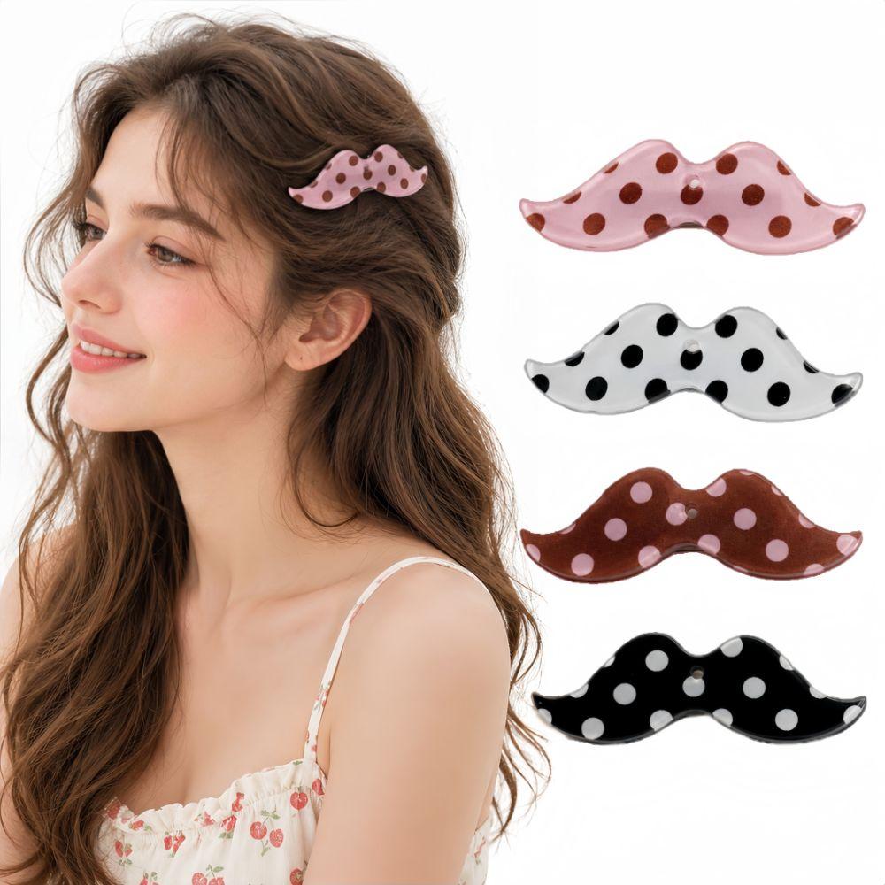 Polka Dot Bangs Clip Korean Snap Clip Fashion Beard Shape Hair Clips For Women Girls