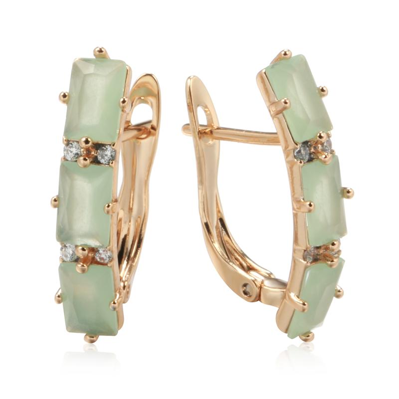 New Emerald Square Cut Drop Earrings For Women Luxury Natural Zircon With  Rose Gold Color Fashion Wedding Jewelry