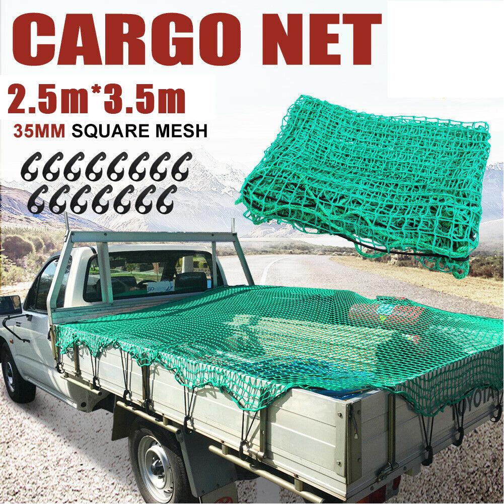 Cargo Net for Truck and For Trailer with 15 Hooks and Elastic Rope Heavy Duty Design to Secure Cargo during Transport