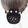 Pearl for Stewardess Nurse Flower Hairnet Women Spring Clip Mesh Snood Korean Style Headwear