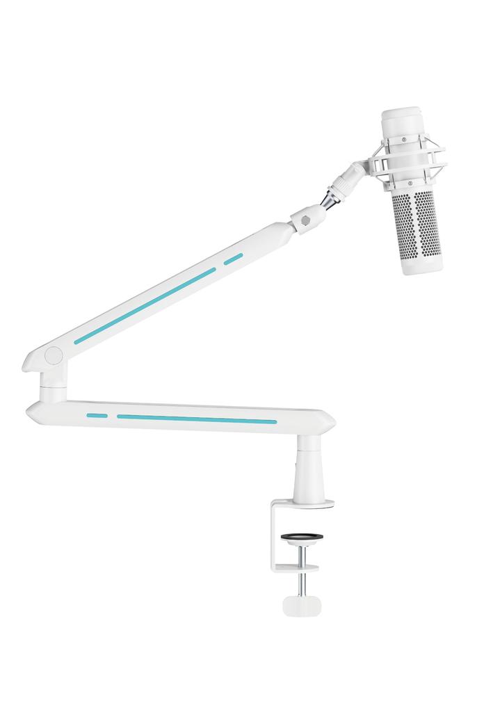 Alterzone ALZ-M5 White/Turquoise Blue Microphone Arm/Stand for Condenser, Dynamic, and Gaming Microphones, Space-Saving Design, 2kg Load Capacity, Inc