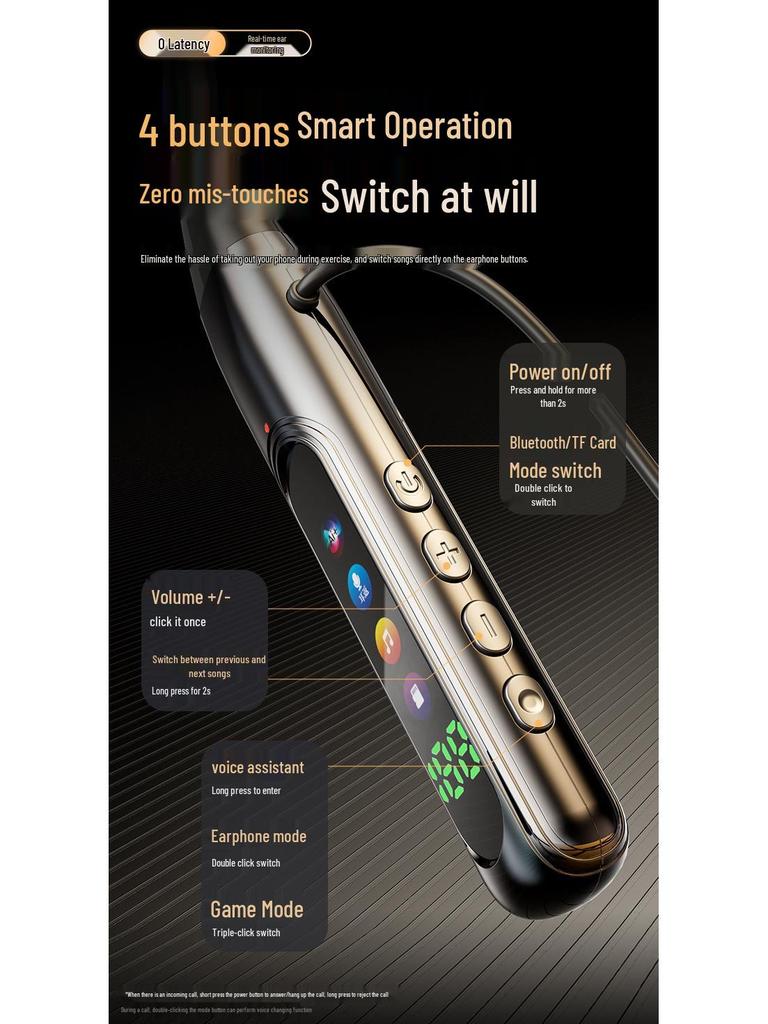 Wireless Magnetic Neckband Earbuds with ENC and LED Display