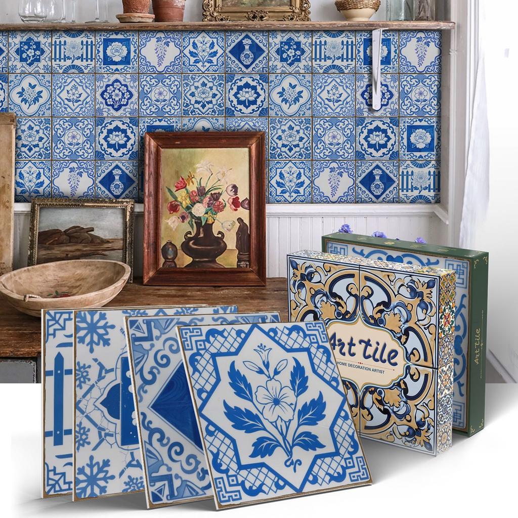 PET Foam Thickened Self-adhesive Wall Sticker, Waterproof and Anti-fouling European Mandala Wallpaper Tile Sticker for Kitchen and Bedroom