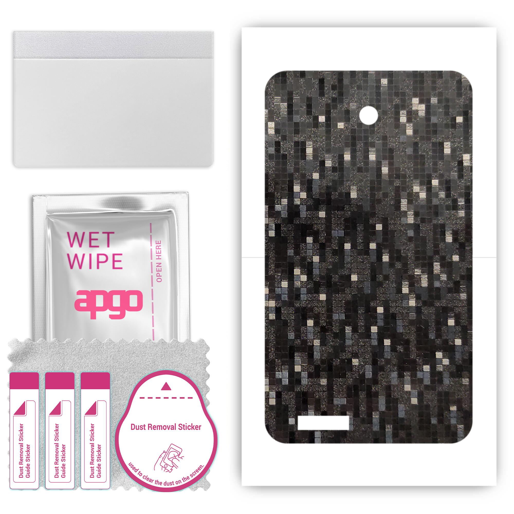 

apgo Protective Skin Sticker for the back compatible with Asus Fonepad K004, Wrap Film, Foil, Vinyl - Pattern Carbon Black Pixel