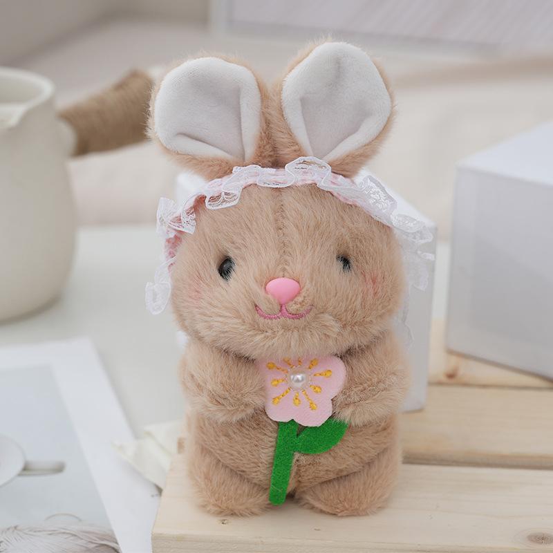 

Plush Soft Rabbit Keychain Cute Cartoon Teddy Bear Stuffed Keyring Animal коричневий