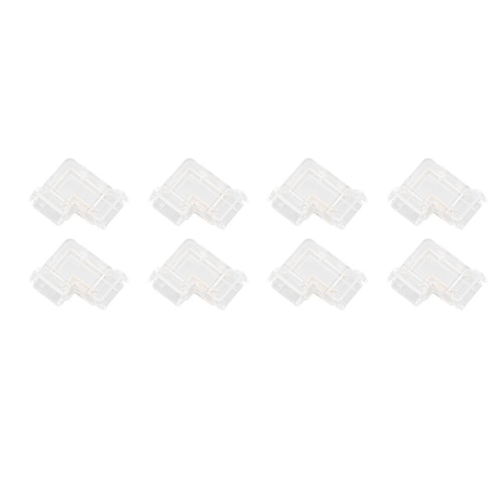 8pcs Solderless COB Connector Transparent L Shaped Connector For Double Color LED Strips